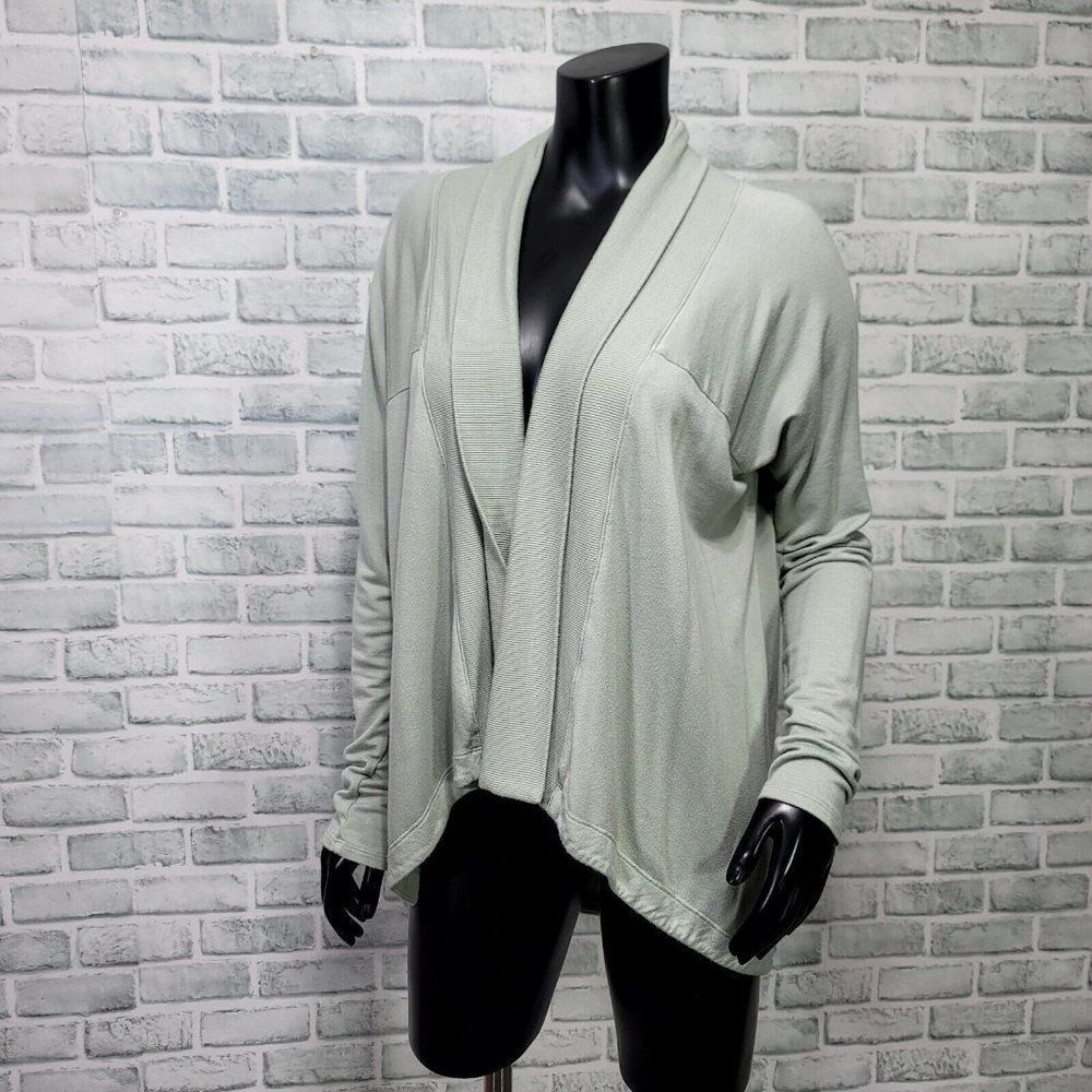 Athleta M Opal Green Nirvana Wear Two Ways Wrap Lightweight Draped Front Cardi - Picture 3 of 7